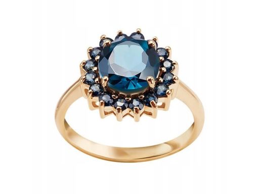 Złoty pierścionek pzd5821 - topaz london blue