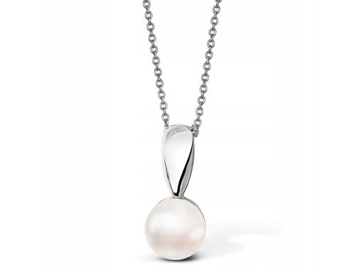 Srebrny naszyjnik wdn4871 - naturalne perły hodowl
