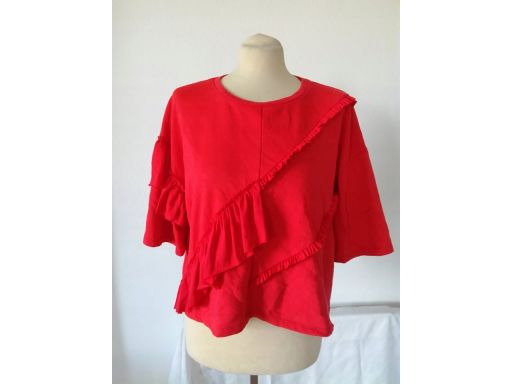 Reserved r.42/44 bluzka falbana czerwona elegancka