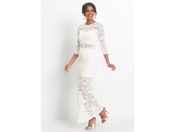 *b.p.c sukienka koronkowa ecru maxi r.44/46