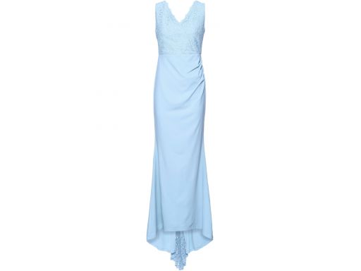 B.p.c błękitna długa suknia z koronką 48/50.