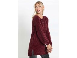 *b.p.c sweter z szenilii długi bordowy r.40/42