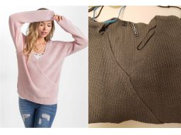 *b.p.c szary kopertowy sweter w serek 40/42.