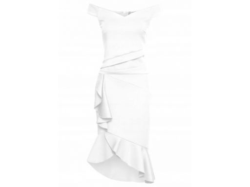 B.p.c sukienka biała z falbanami 40/42.