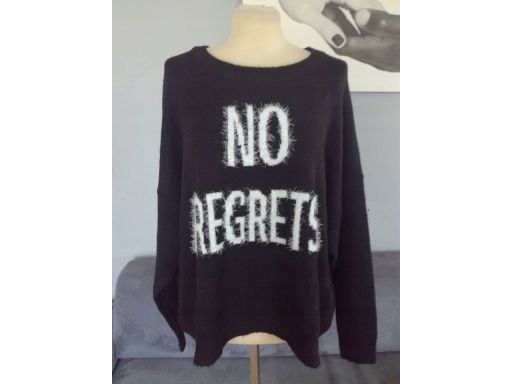 Sweter r.14/42 xl nowy napisy miękki błyszczący