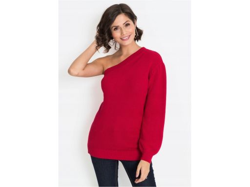 *b.p.c sweter czerwony na jedno ramię ^36/38