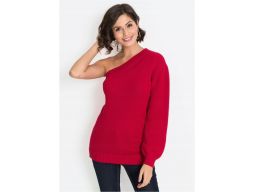 *b.p.c sweter czerwony na jedno ramię ^36/38