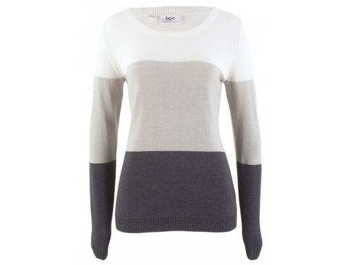 *b.p.c sweter w pasy biało-szary ^44/46