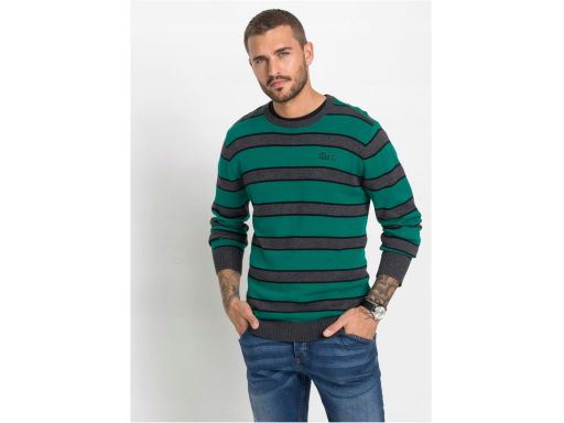 *b.p.c sweter męski cienki w pasy zielony ^s