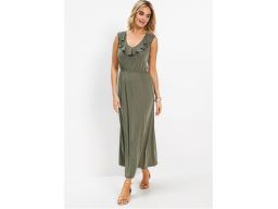 *b.p.c sukienka maxi khaki z falbaną r.44/46