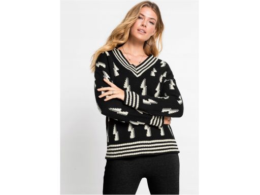 *b.p.c sweter czarny we wzory 36/38.