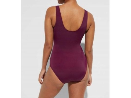 B.P.C śliwkowy kostium jednoczęściowy ze złotymi guzikami r.42(80D)