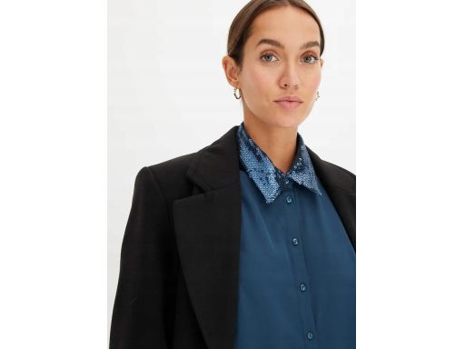 B.P.C koszula zieleń morska z kołnierzykiem z cekinami 38.