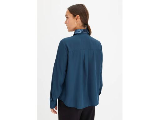 B.P.C koszula zieleń morska z kołnierzykiem z cekinami 38.