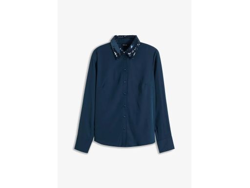 B.P.C koszula zieleń morska z kołnierzykiem z cekinami 38.