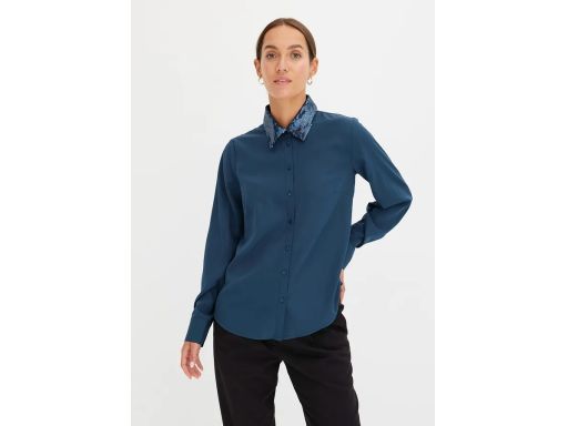 B.P.C koszula zieleń morska z kołnierzykiem z cekinami 38.