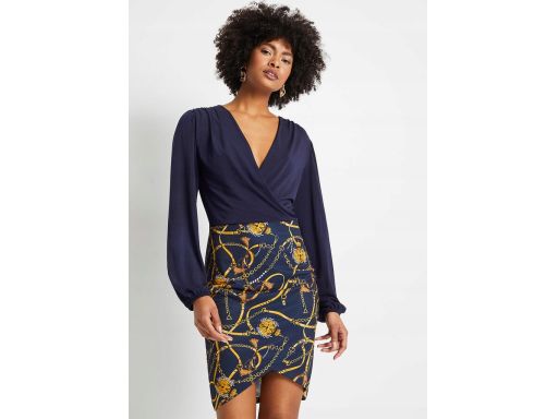 B.P.C sukienka kopertowa z nadrukiem 36/38.