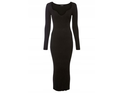 B.P.C sukienka czarna dzianinowa prążkowana duży dekolt 40/42.