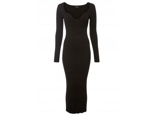 B.P.C sukienka czarna dzianinowa prążkowana duży dekolt 40/42.