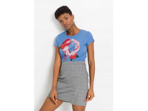 B.P.C t-shirt niebieski z nadrukiem 32/34.