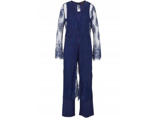 B.P.C kombinezon granatowy z długą narzutką koronkową 40/42.