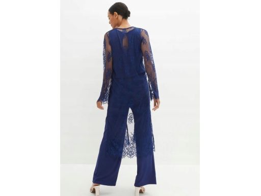 B.P.C kombinezon granatowy z długą narzutką koronkową 40/42.