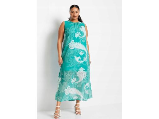 B.P.C sukienka szyfonowa turkusowa we wzory 44.