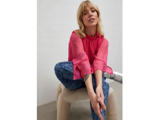 B.P.C różowa luźna bluzka szyfonowa r.48