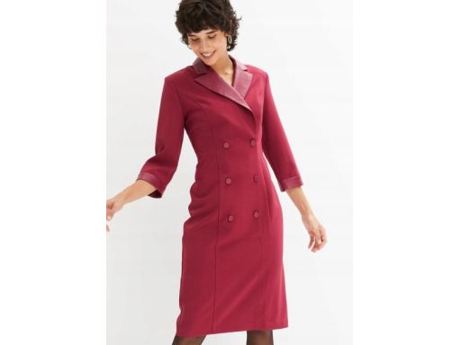 B.P.C bordowa sukienka z wstawkami eko skóry r.40