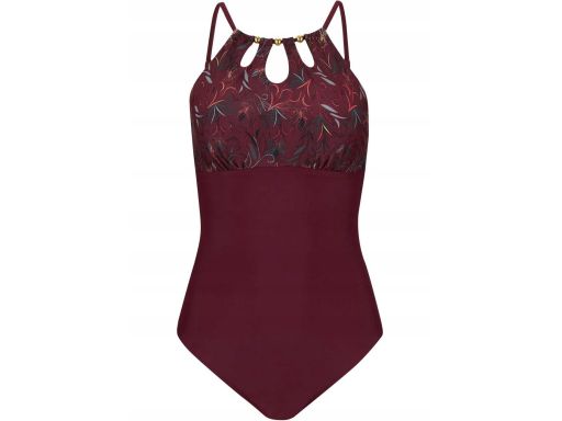 B.P.C kostium kąpielowy modelujący śliwkowy z nadrukiem złotym ^50