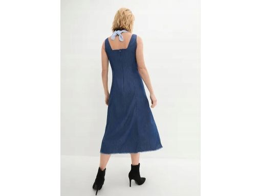 B.P.C sukienka jeansowa midi z postrzępionym dołem r.38