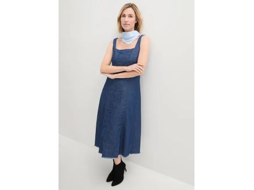 B.P.C sukienka jeansowa midi z postrzępionym dołem r.38