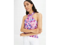 B.P.C top z dekoltem halter w drobne kwiatuszki 48/50.