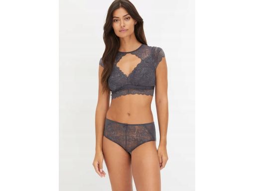 B.P.C biustonosz braletka-top koronkowy szary bez usztywnień ^40/42