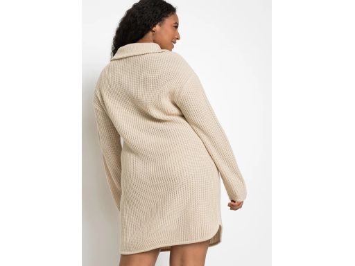 B.P.C sukienka dzianinowa beżowa z półgolfem z zamkiem 44/46.