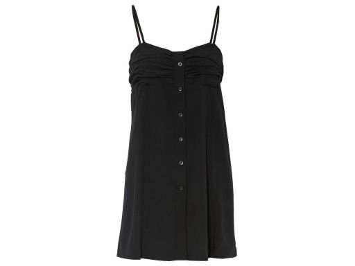 B.P.C długi top czarny z marszczeniem i guzikami 46.