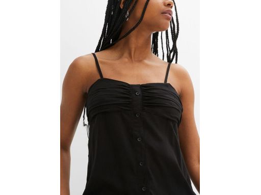 B.P.C długi top czarny z marszczeniem i guzikami 46.