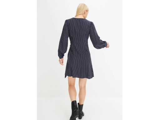 B.P.C sukienka kopertowa granatowa w białe paseczki 48.