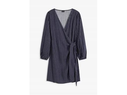 B.P.C sukienka kopertowa granatowa w białe paseczki 48.