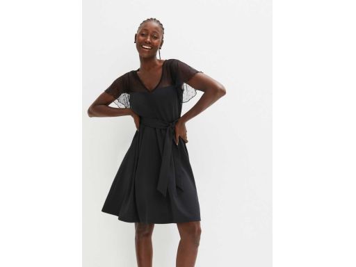 B.P.C sukienka rozkloszowana z siateczką czarna 40/42.