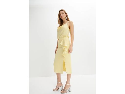 B.P.C żółta spódnica midi z falbaną ^40