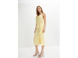 B.P.C żółta spódnica midi z falbaną ^40
