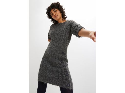 B.P.C sukienka dzianinowa szara z guzikami r.36/38