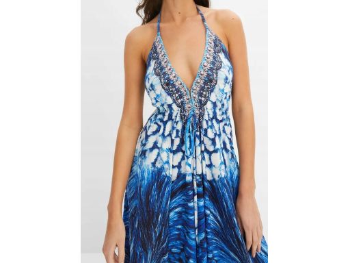 B.P.C sukienka asymetryczna odkryte plecy midi niebieska ^40/42