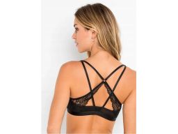 B.P.C biustonosz usztywniany czarny koronkowy z paskami ^80D