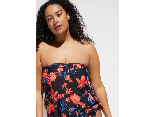 B.P.C tankini czarne w kolorowe kwiaty z czarnymi figami 48.