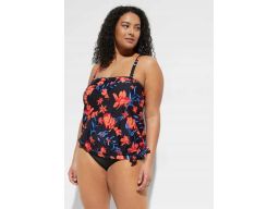 B.P.C tankini czarne w kolorowe kwiaty z czarnymi figami 48.