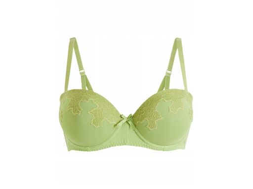 B.P.C biustonosz balkonetka na fiszbinach usztywniany koronkowy zielon