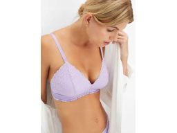 B.P.C biustonosz usztywniany bez fiszbin koronkowy fioletowy ^80B