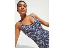 B.P.C kostium kąpielowy granatowy w kolorowe kwiatuszki 40.